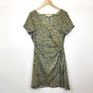 Cupcakes & Cashmere Lenna Leopard Print Faux Wrap Mini Dress, Size Medium, EUC